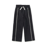 Lace Trim Track Pants, Jet Black