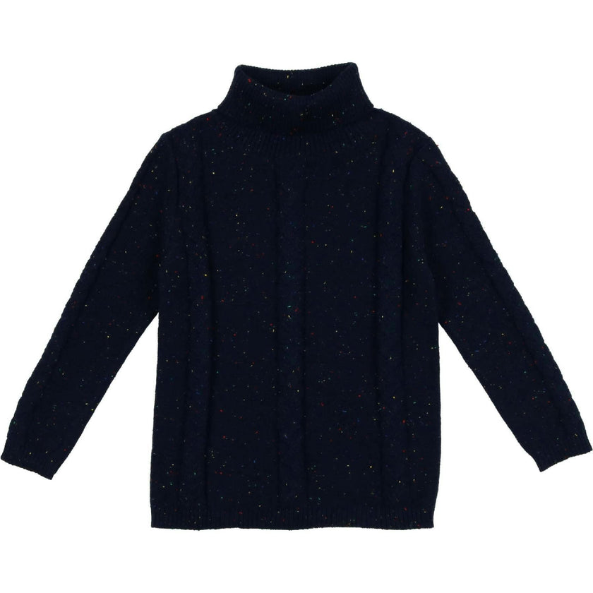 Cable Knit Ribbed Neck Sweater