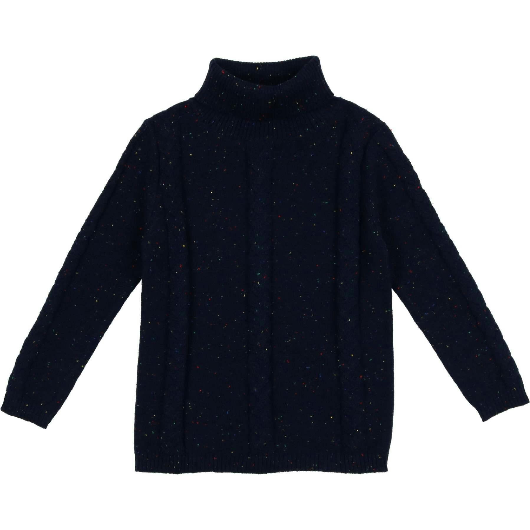 Cable Knit Ribbed Neck Sweater