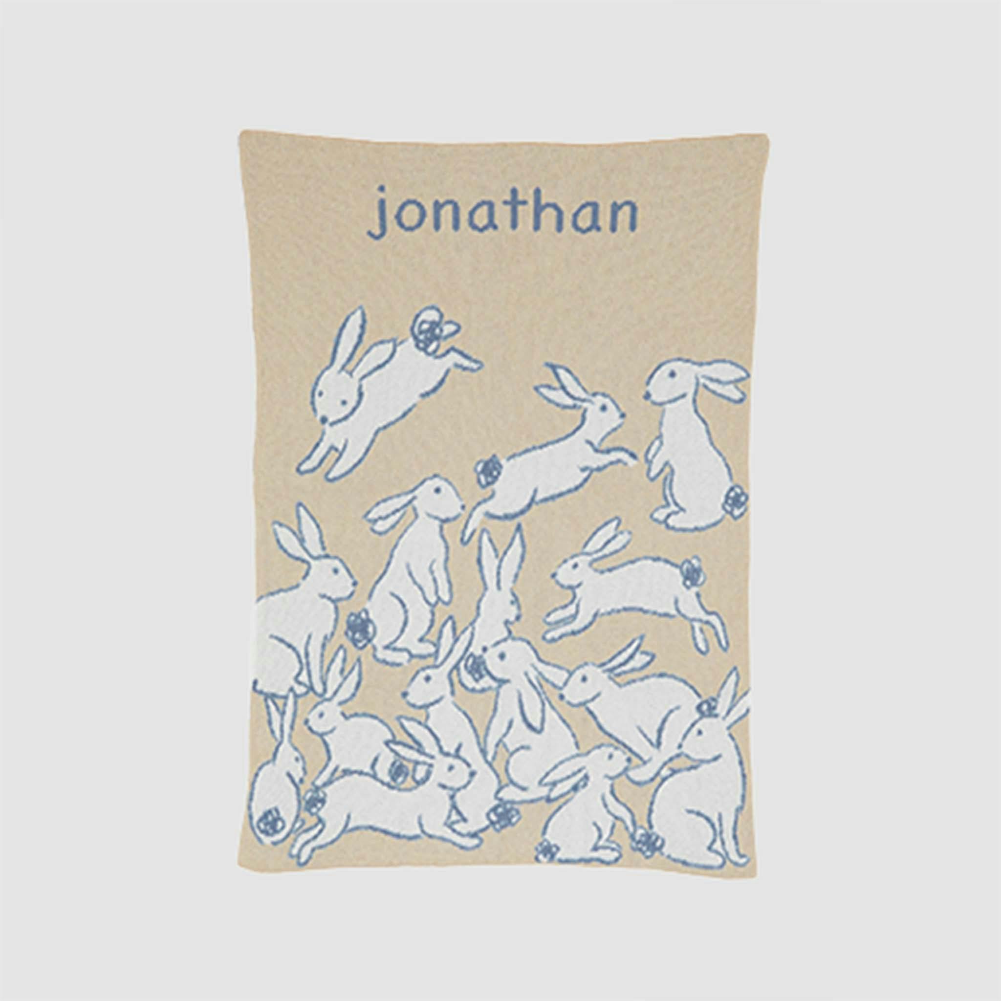 Custom Personalized Baby Sustainable Knit Throw Blanket - Rabbits