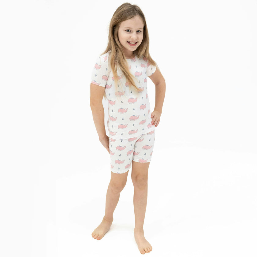 Bubbly Whale with Bow  Pink - Loungewear Short Set