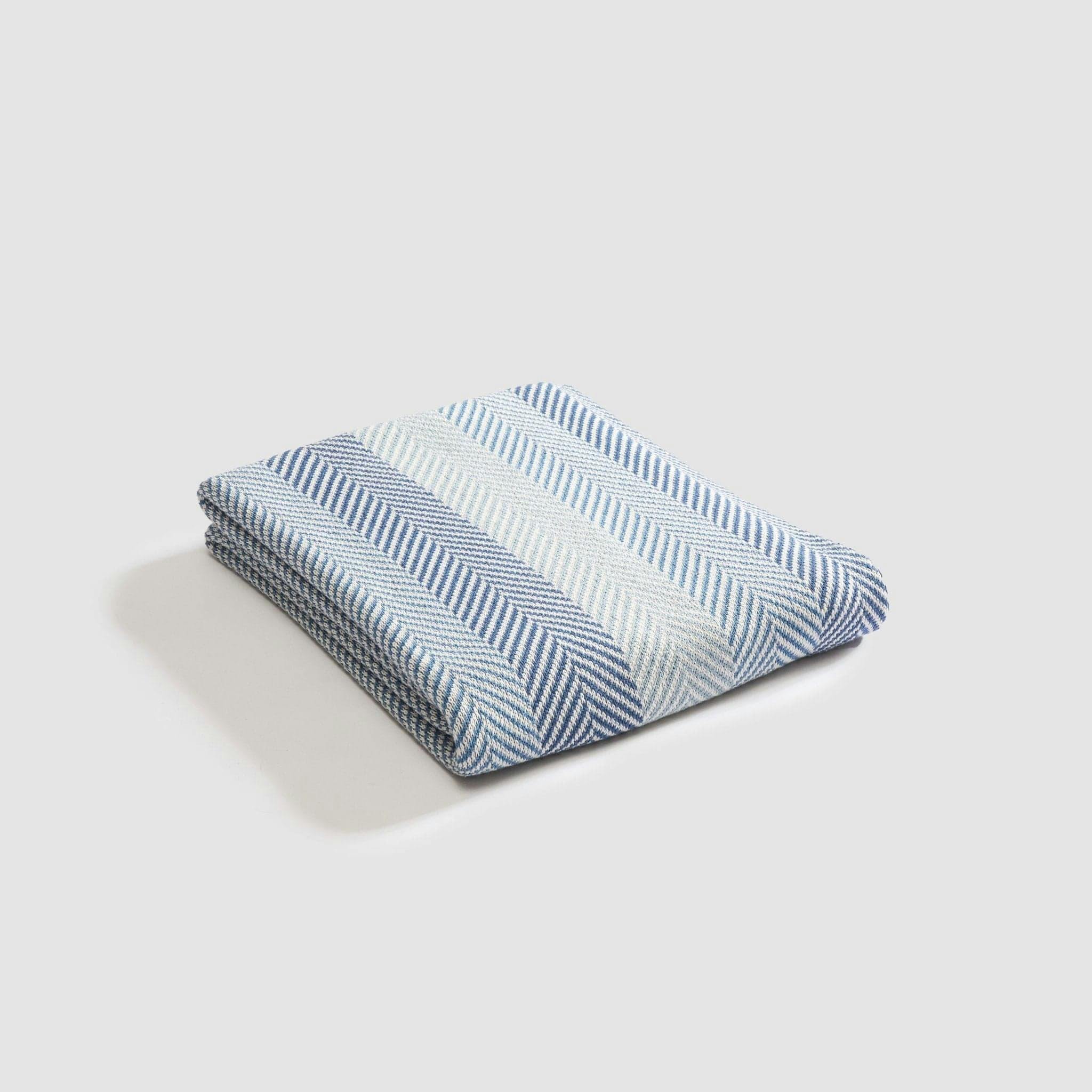 Cotton Sustainable Knit Striped | Chevron Throw Blanket - Herringbone Hues