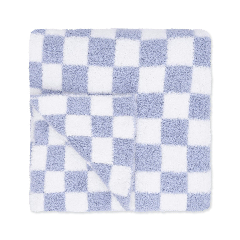 Chenille - Dusty Blue Checkerboard Blanket