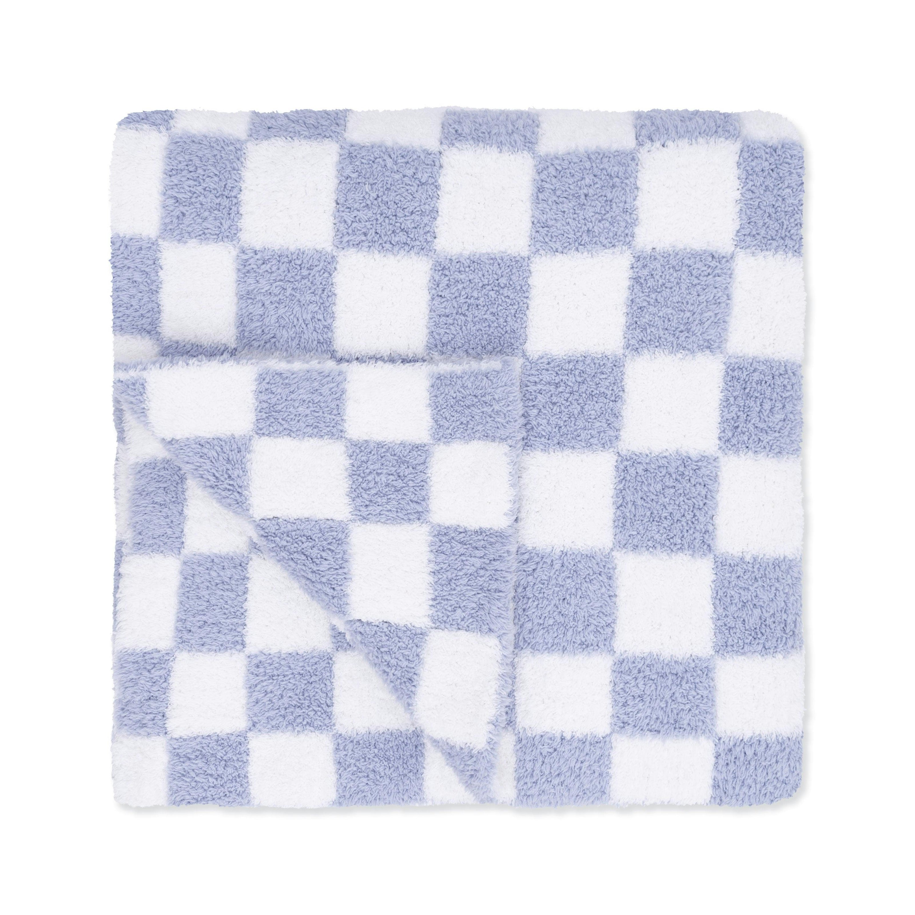 Chenille - Dusty Blue Checkerboard Blanket