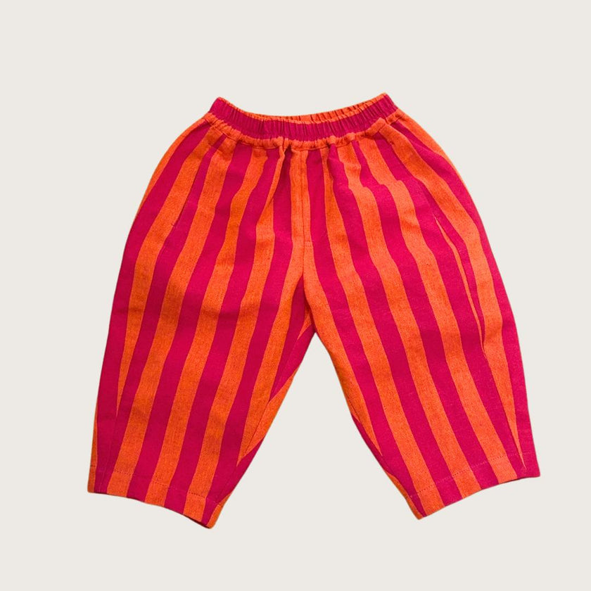 Manu Linen Stripe Barrel Leg trousers