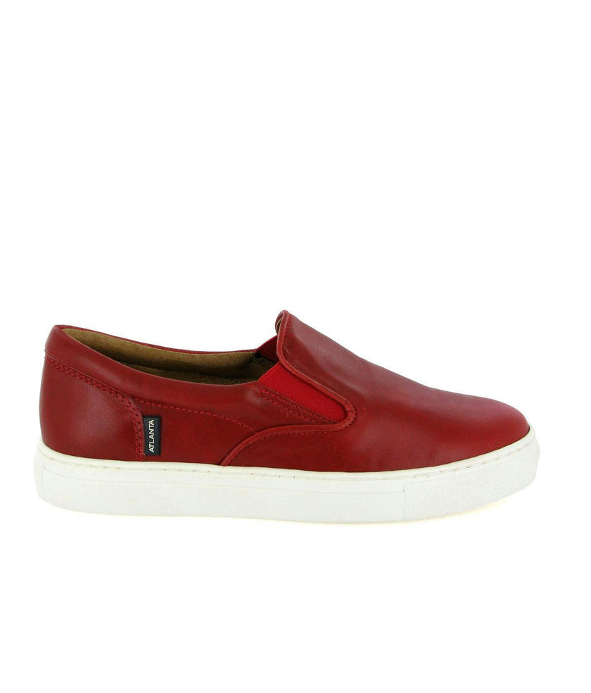 Slip On Sneakers in Leather, Red