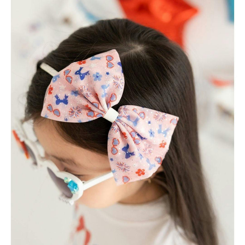 Red, White, & Cute Tulle Bow Headband
