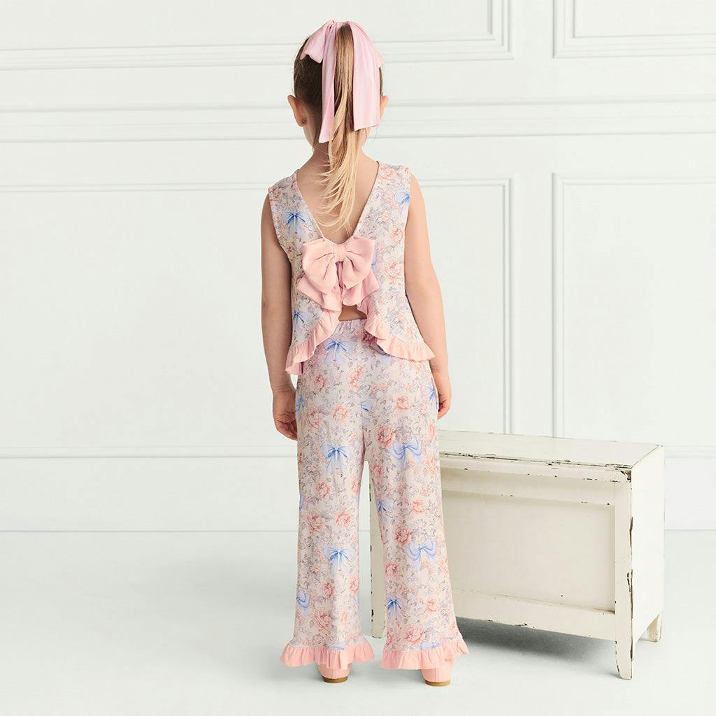 Agatha Ruffled Bow Back Tank Pant Set