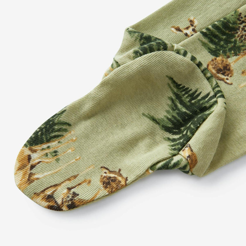 Forest Party Organic Cotton Zipper Footed Romper