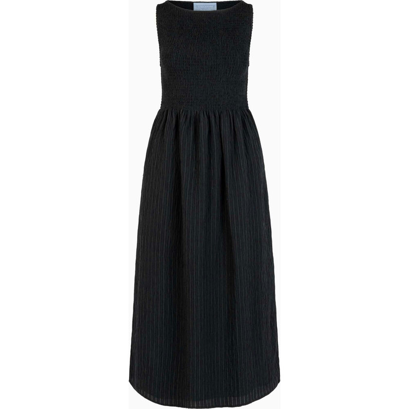 The Cosima Nap Dress - Black Tonal Seersucker