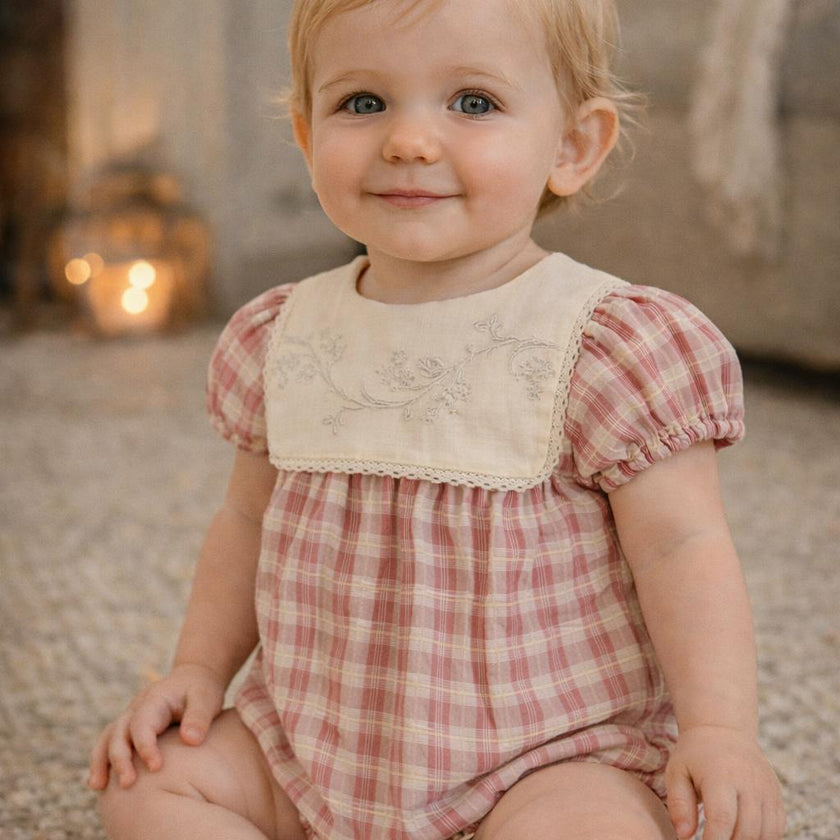 Textured Plaid Romper