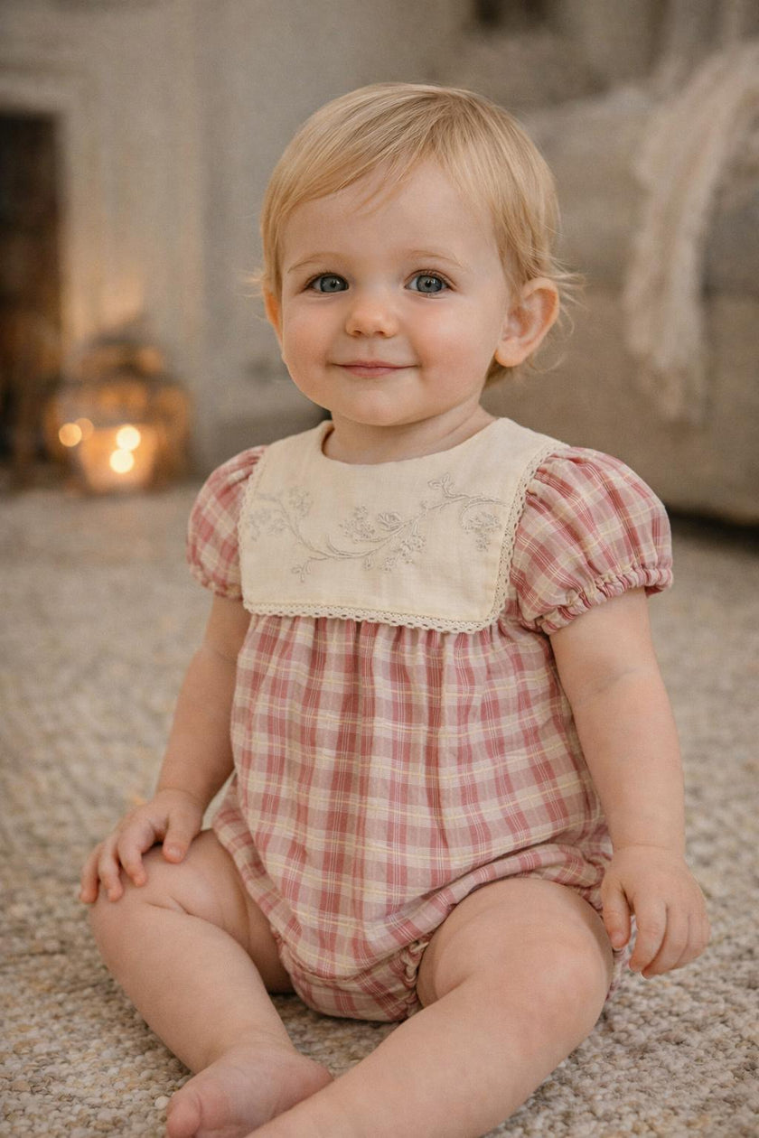 Textured Plaid Romper