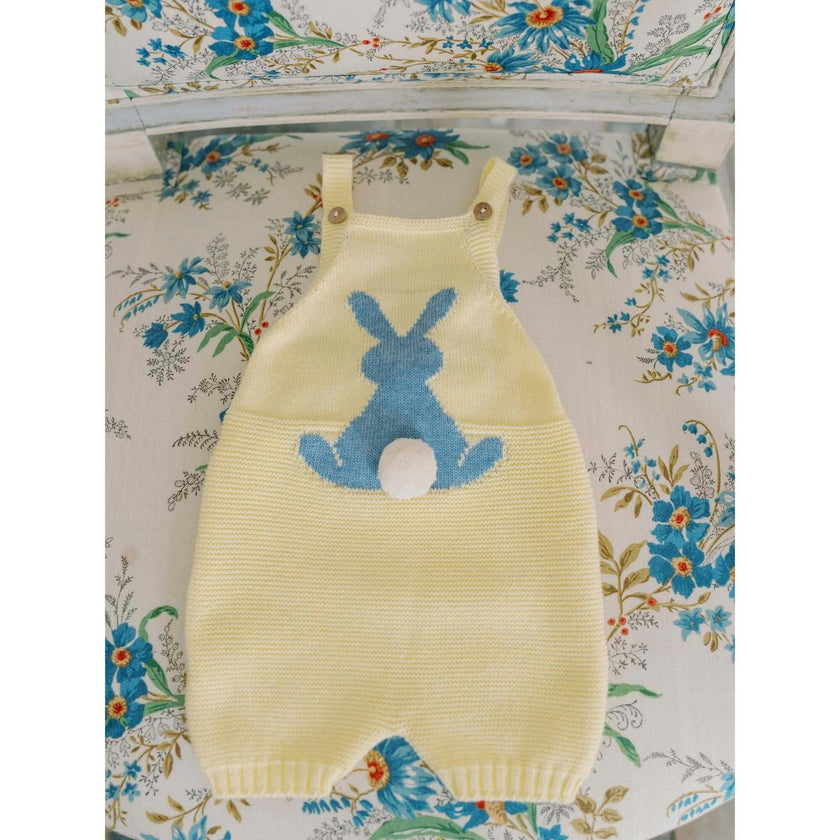 Lemon Crispa Cotton Bunny Baby Knitted Dungarees