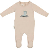 Rain Boot Print Footie and Beanie Set