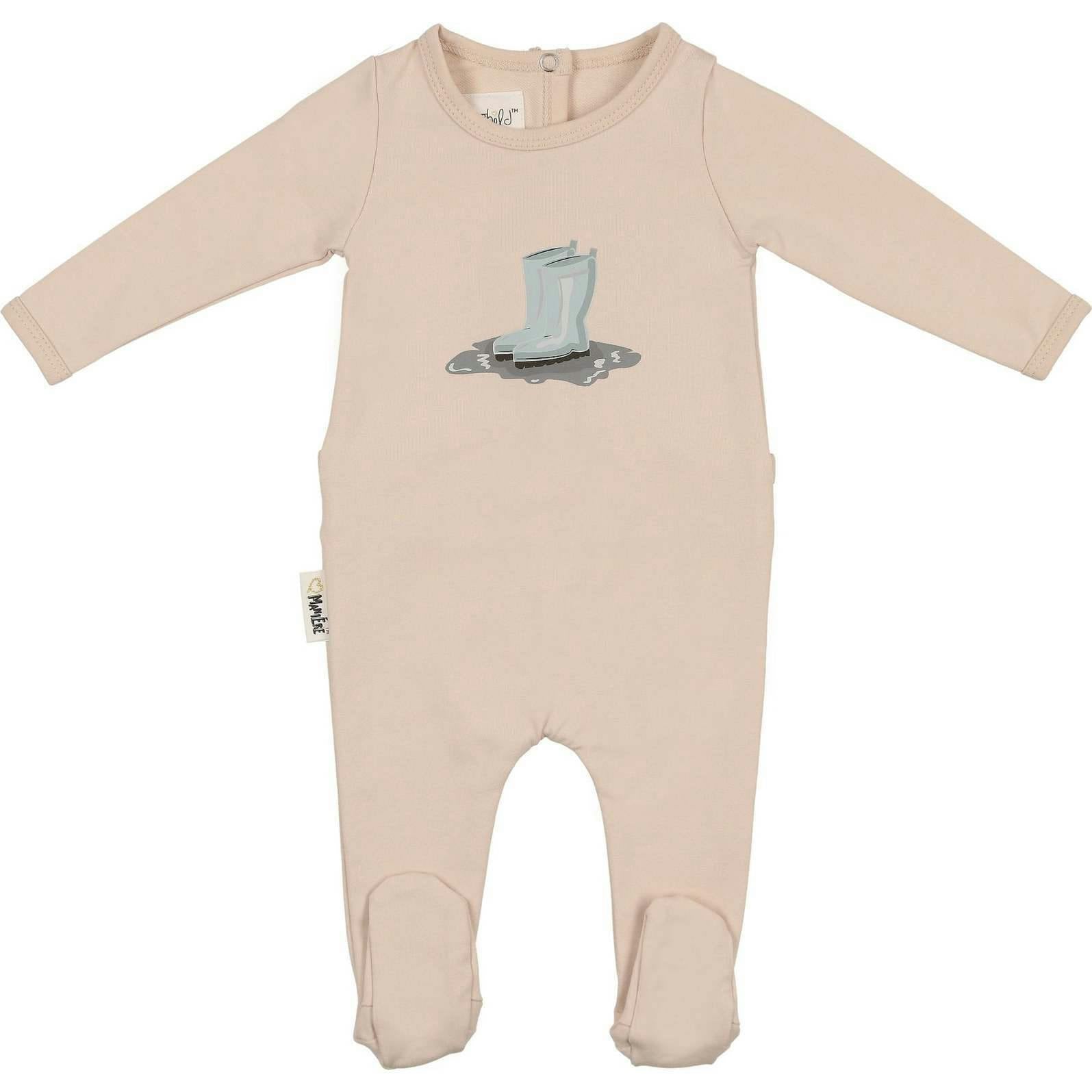 Rain Boot Print Footie and Beanie Set