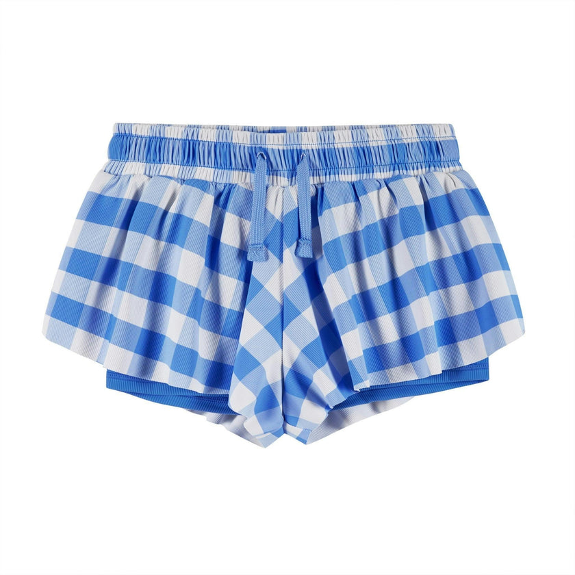 Girls Athletic Short | Blue Gingham