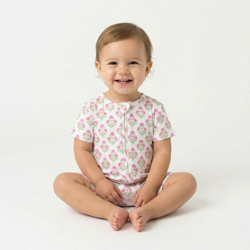Pink Posy Short Sleeve & Shorts Bamboo Sleeper