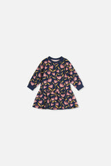 Baby French Terry Dress Blue Tulip Print