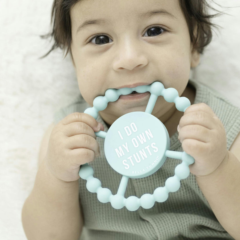 I Do My Own Stunts Beaded Round Grip Silicon Teether