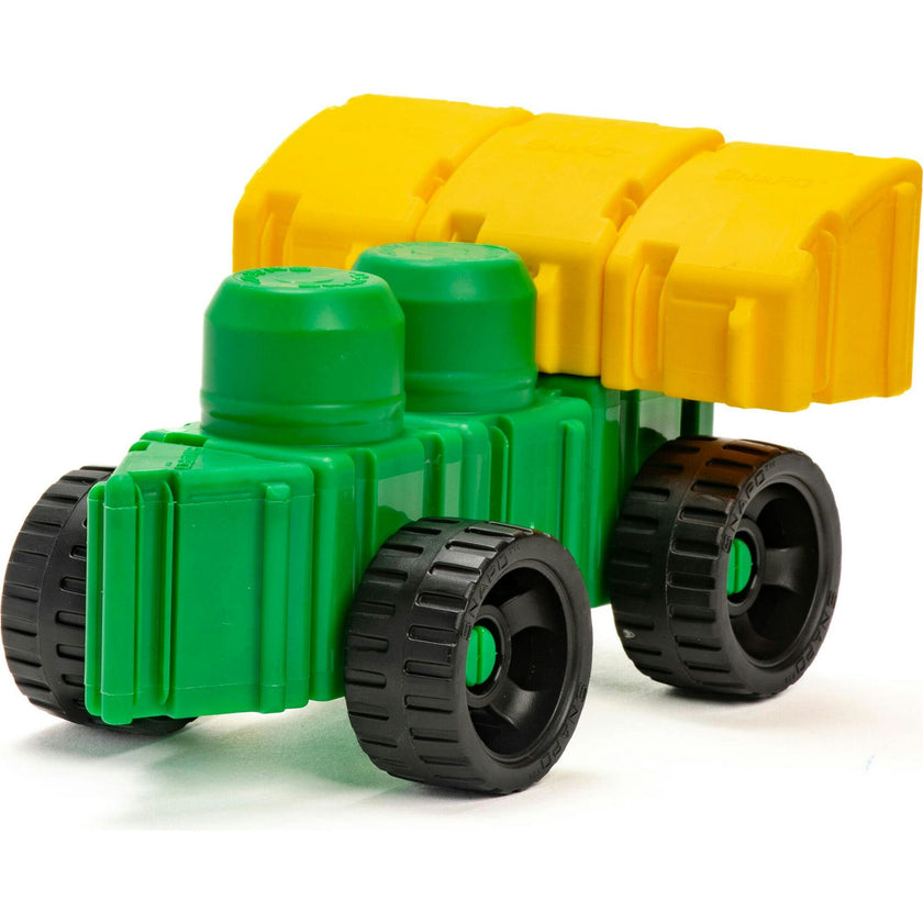 Snapo Jr. Creator Kit - 40 pcs - Green-Yellow-Brown Blocks & Wheels