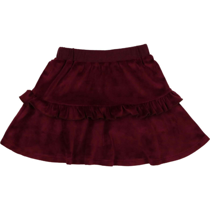 Velour Tired Ruffle A-Line Short Skirt