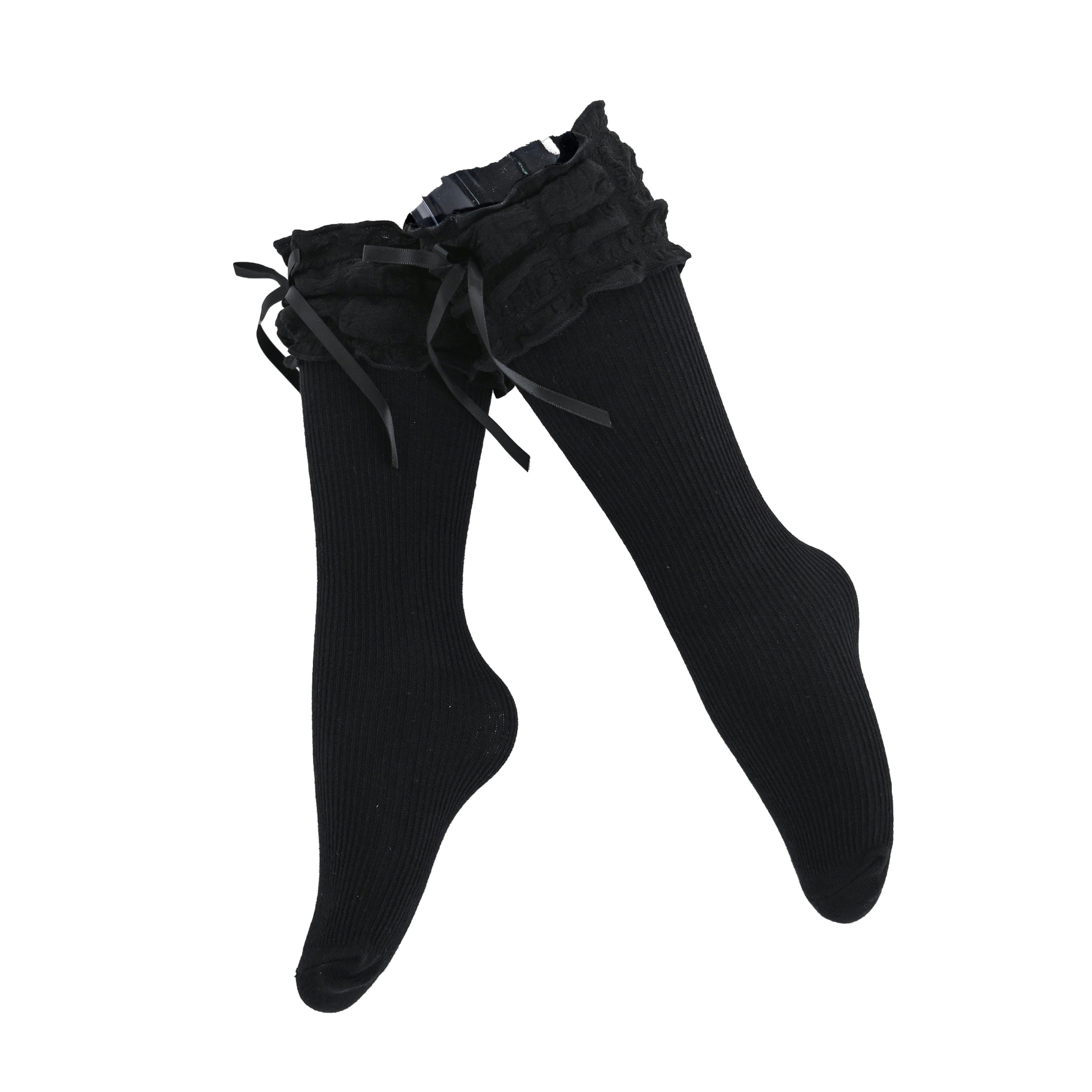 Ruffled Ribbon Long Socks