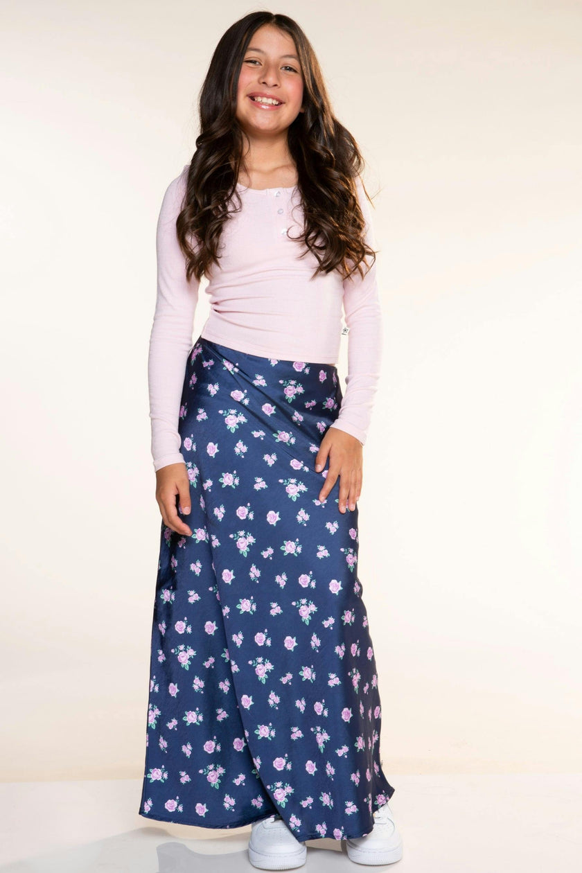 Washed Satin Maxi Skirt