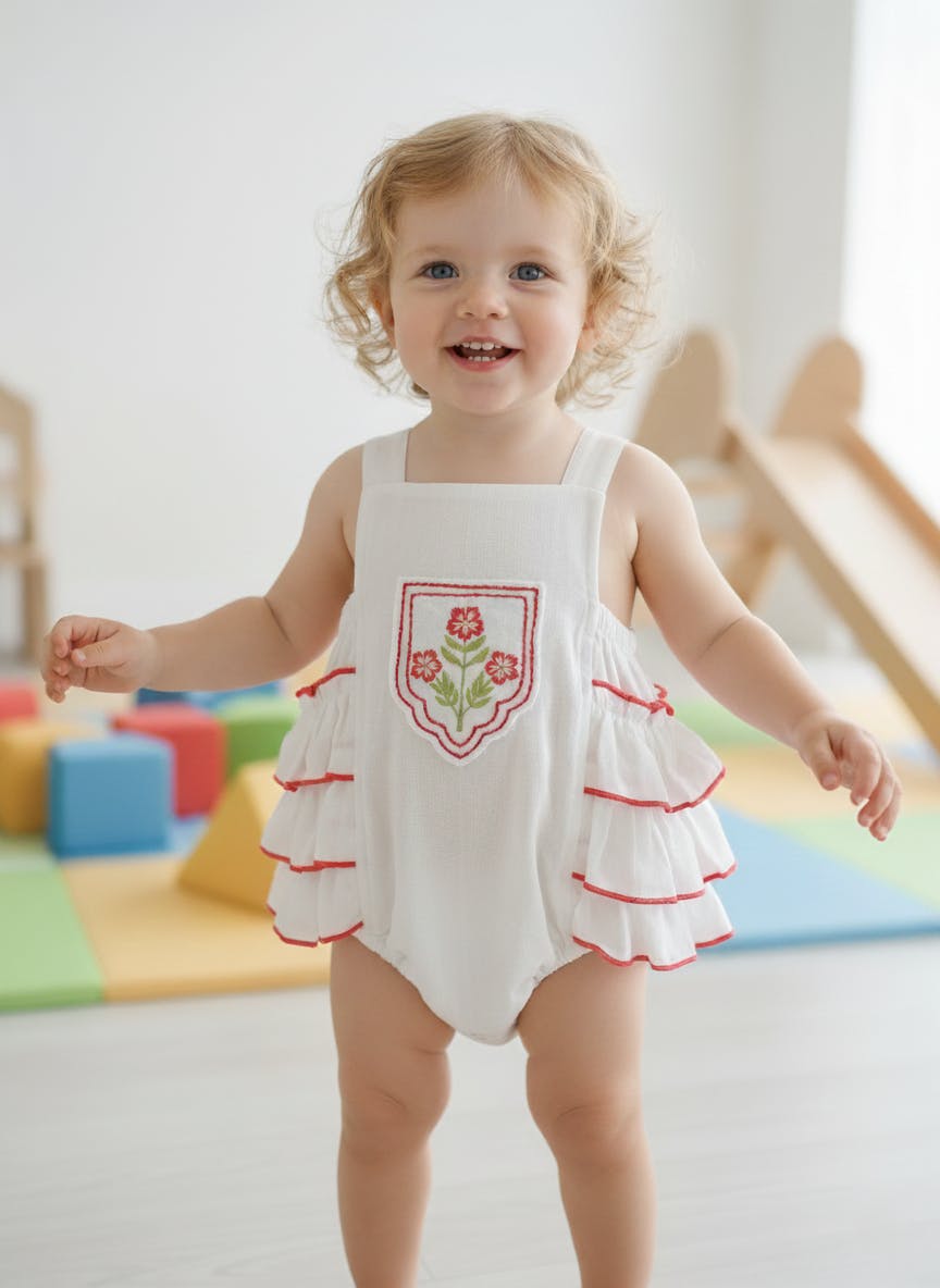 Jaipur Embroidered Romper White