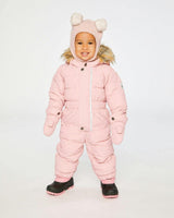 Baby Original One Piece Puffy Snowsuit With Removable Mittens And Boots Pale Dusty Pink