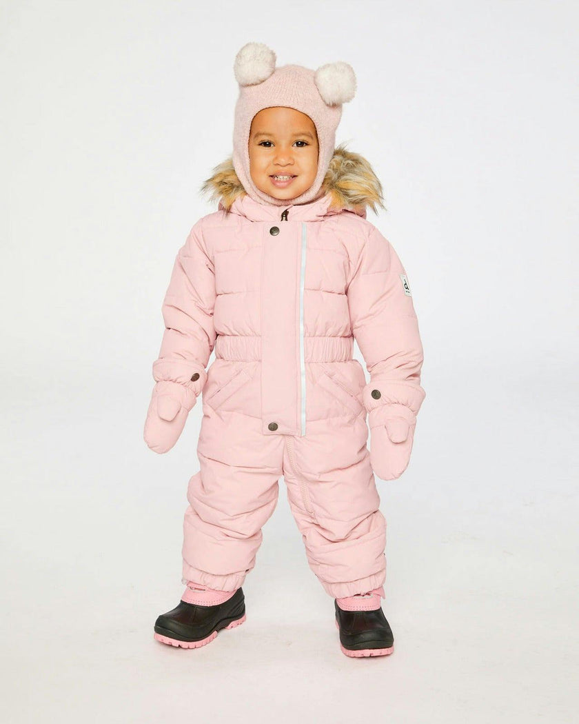 Baby Original One Piece Puffy Snowsuit With Removable Mittens And Boots Pale Dusty Pink