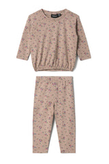 Floral Printed Elastic Waist Long Sleeve Top and Pants Two Piece Set