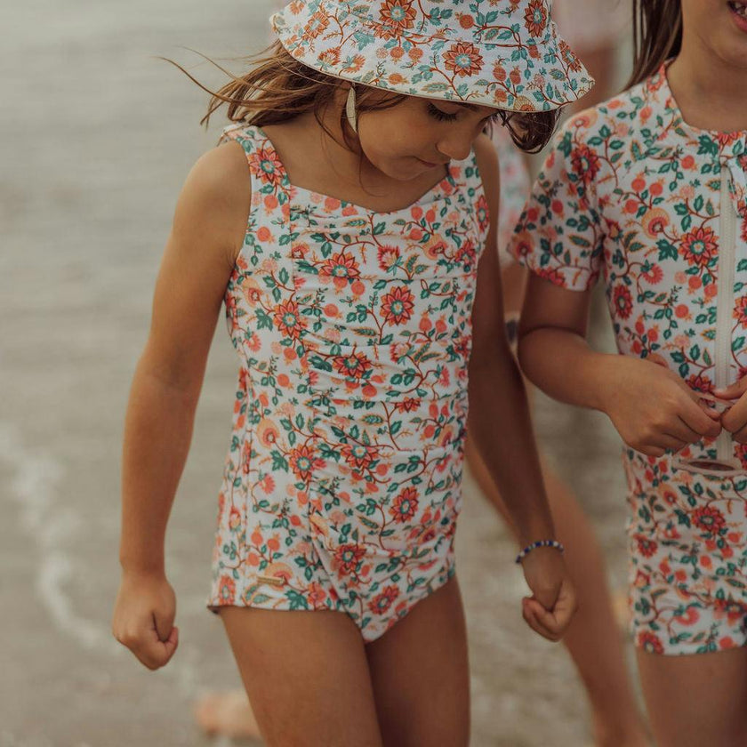 Vintage Girls 1 Piece Swimsuit | UPF + Recycled - In Bloom