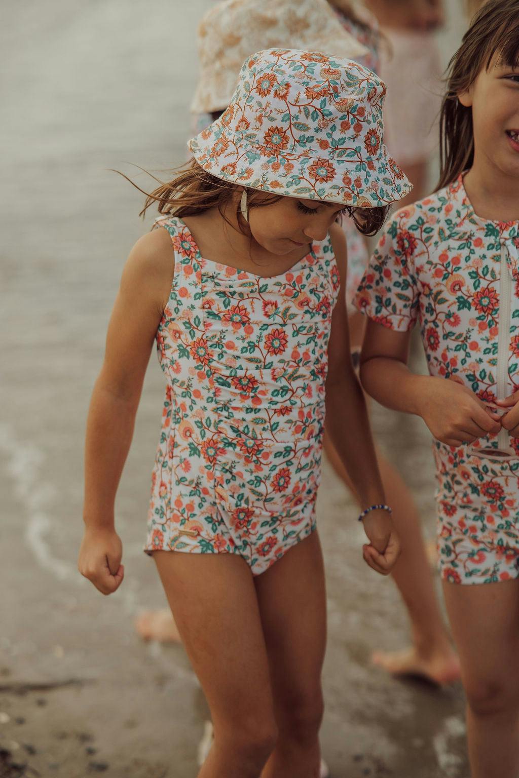 Vintage Girls 1 Piece Swimsuit | UPF + Recycled - In Bloom