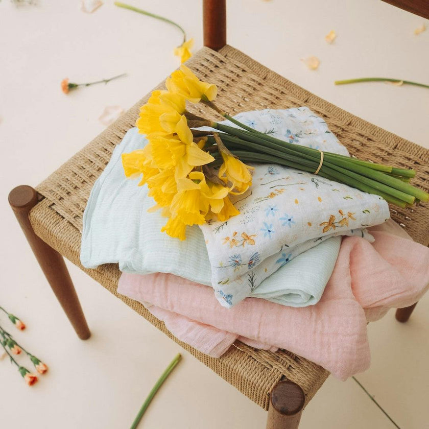 Cotton Muslin Swaddle Blanket 3 Pack - Pastel Petals