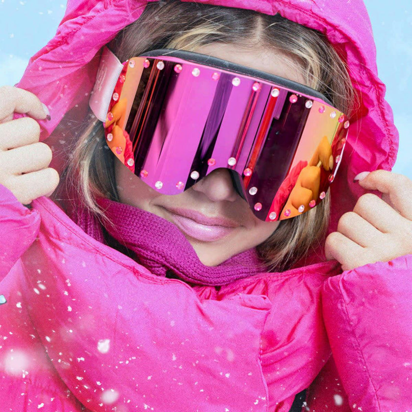Shining Pink Kids Ski Goggles