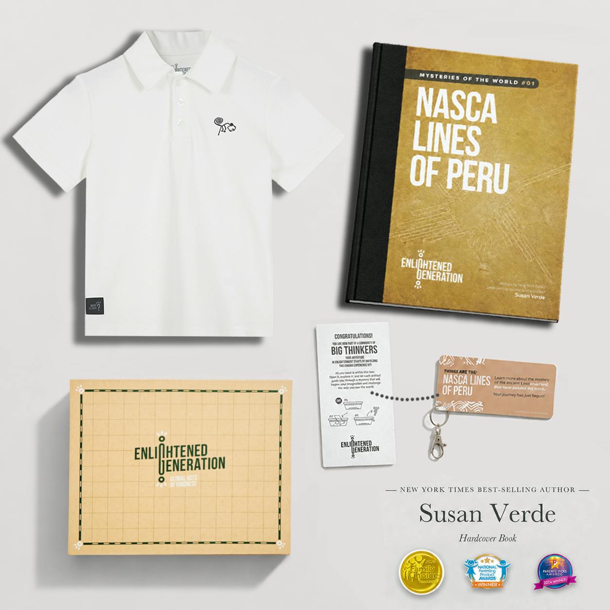 Nasca Gift Box with Curious Monkey Embroidered Kids Polo, Book, and Activities