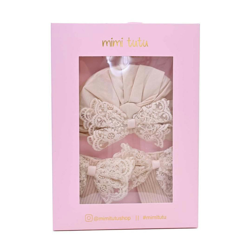 Beige Lace Bow Gift Set