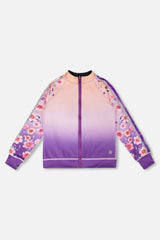 Full Zip Reversible Athletic Cardigan In Recycled Polyester Pink To Mauve Gradient