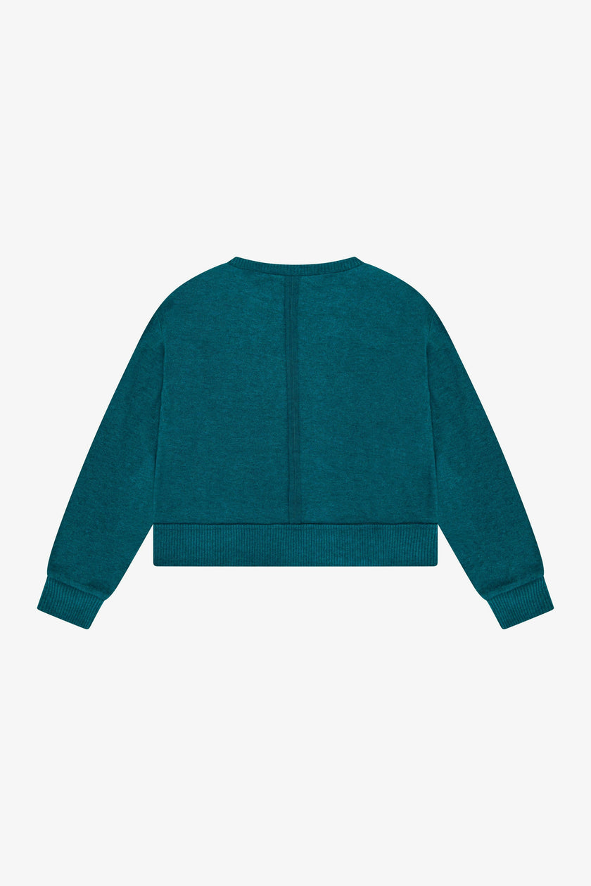 Tenly Hacci Jersey Cropped Split Neck Tunic
