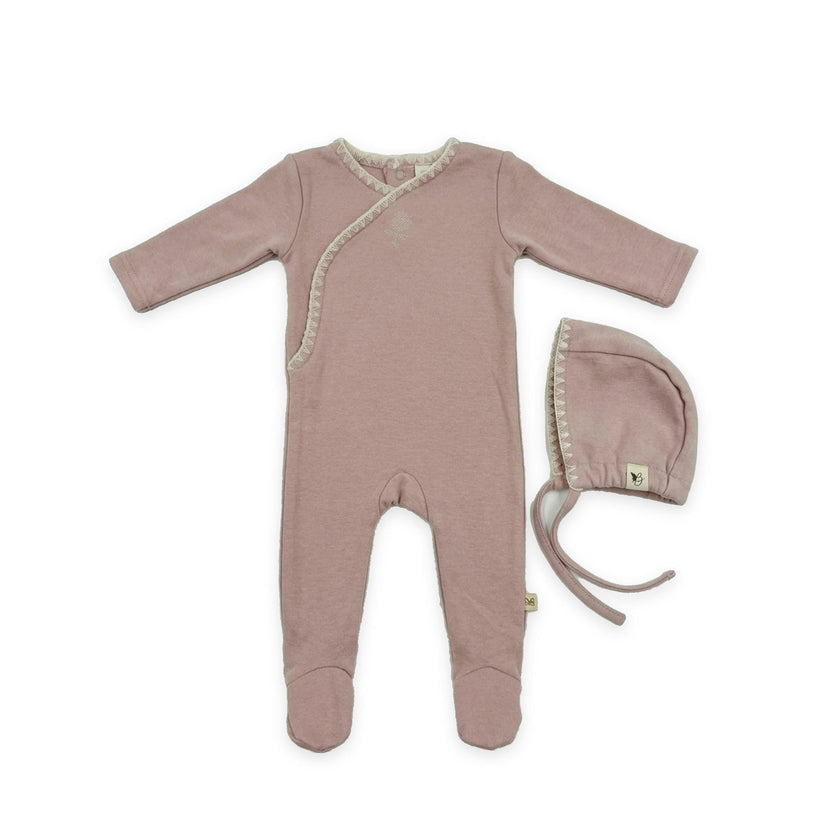 Rose Embroidery Wrap Footie