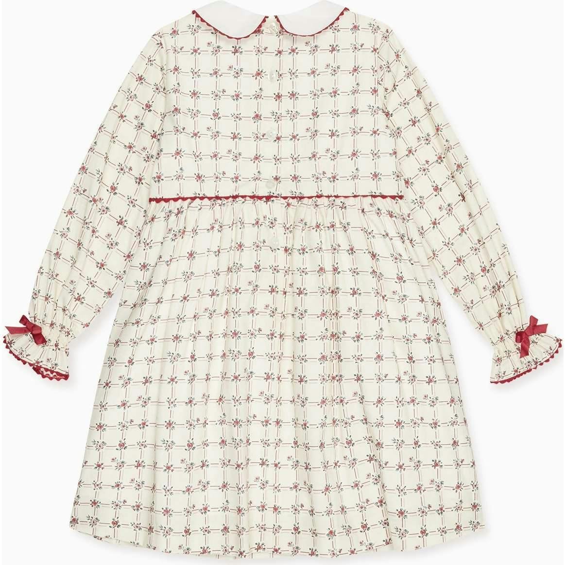 Red Grid Floral Selena Girl Dress