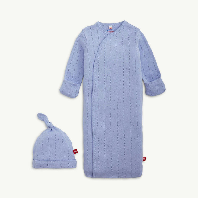 Wisteria Pointelle Magnetic Gown + Hat Set