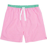 Men's Hepburn Gingham Pink Sleep Shorts - Organic Cotton Poplin