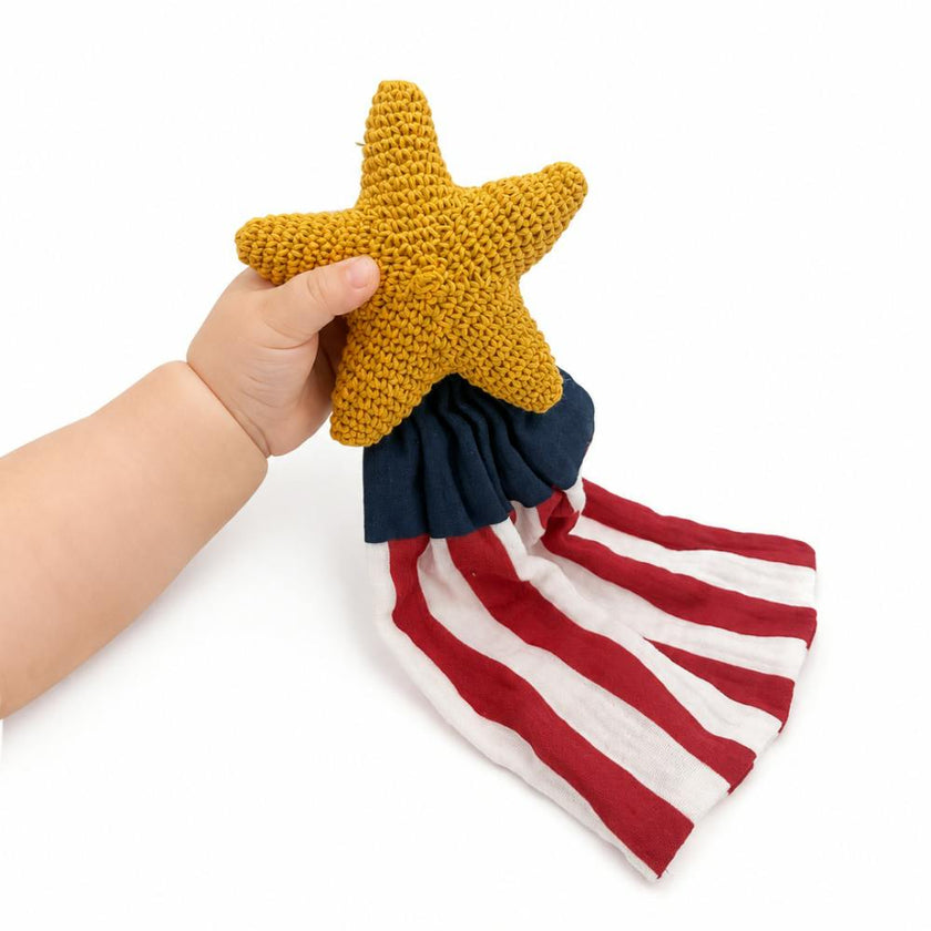 US Flag Lovey 100% organic cotton