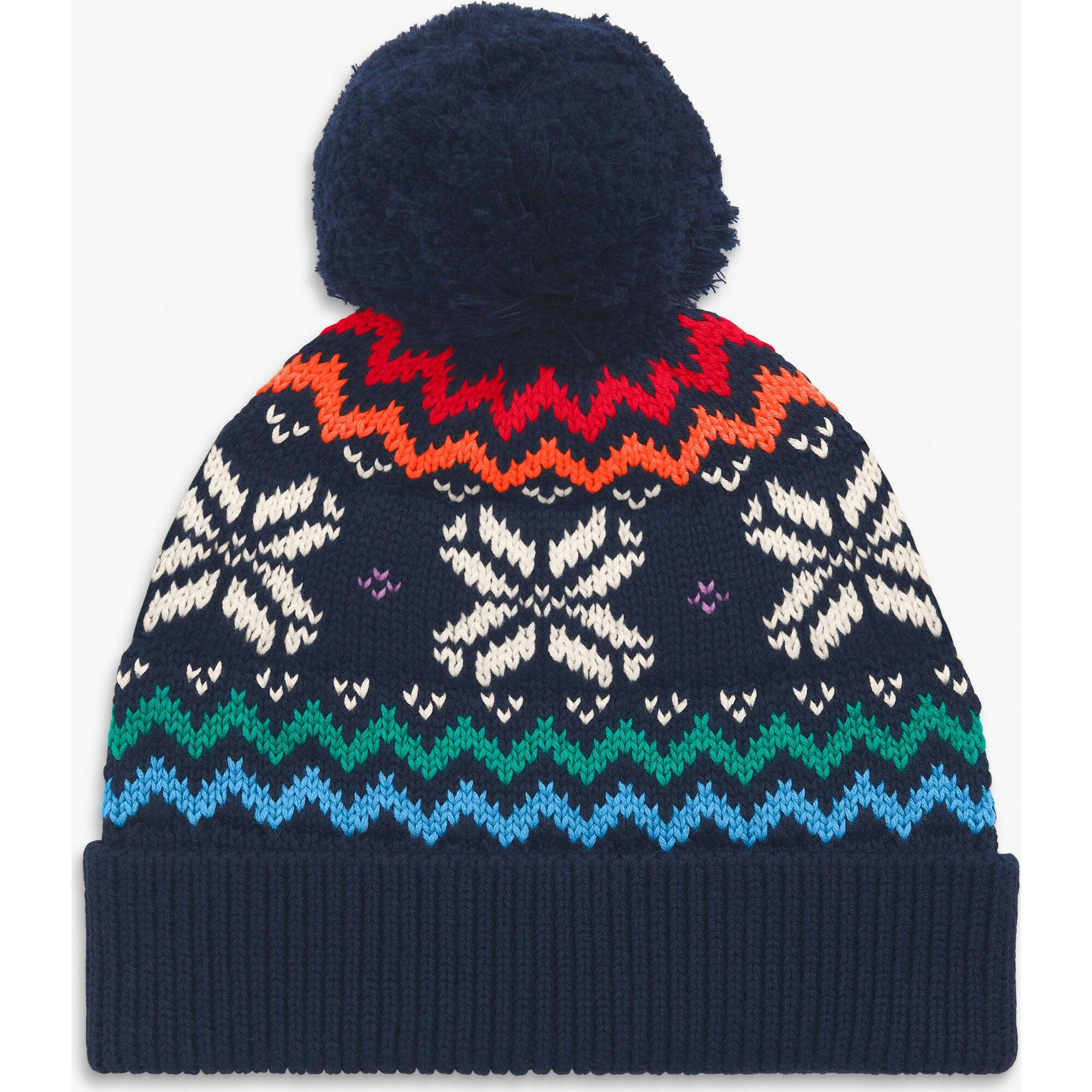 Kids rainbow snowflake fair isle beanie