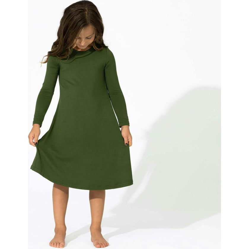 Evergreen Bamboo Girls' Long Sleeve Dress