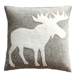 Hand Felted Wool Pillow - Cream Moose Silhouette Gray - 20" Arcadia Home