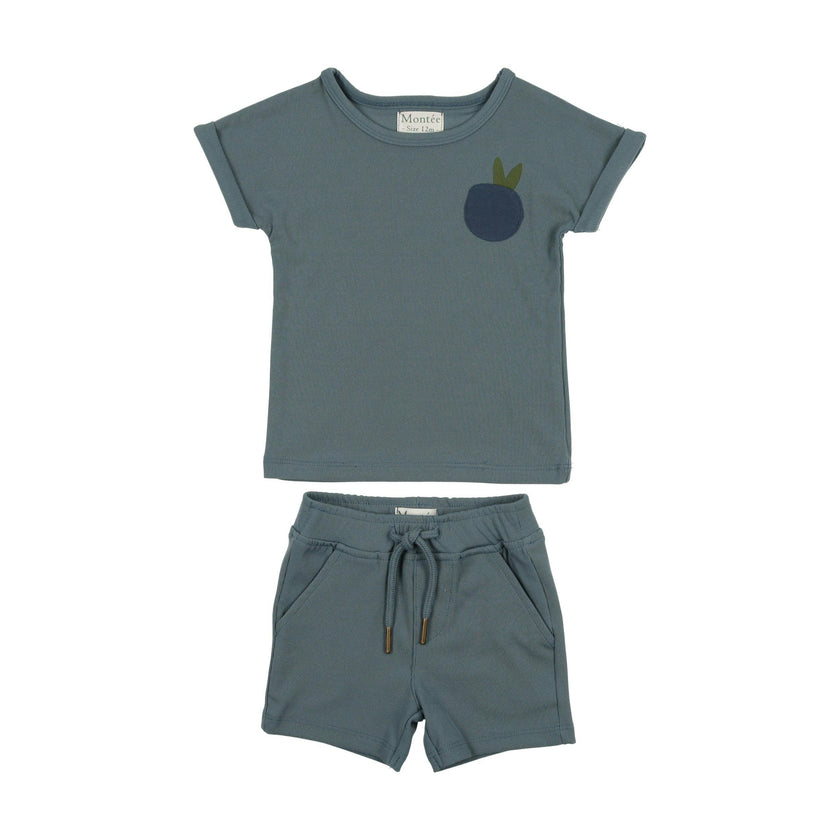 Boys Ribbed Berry Applique Tee & Short Set