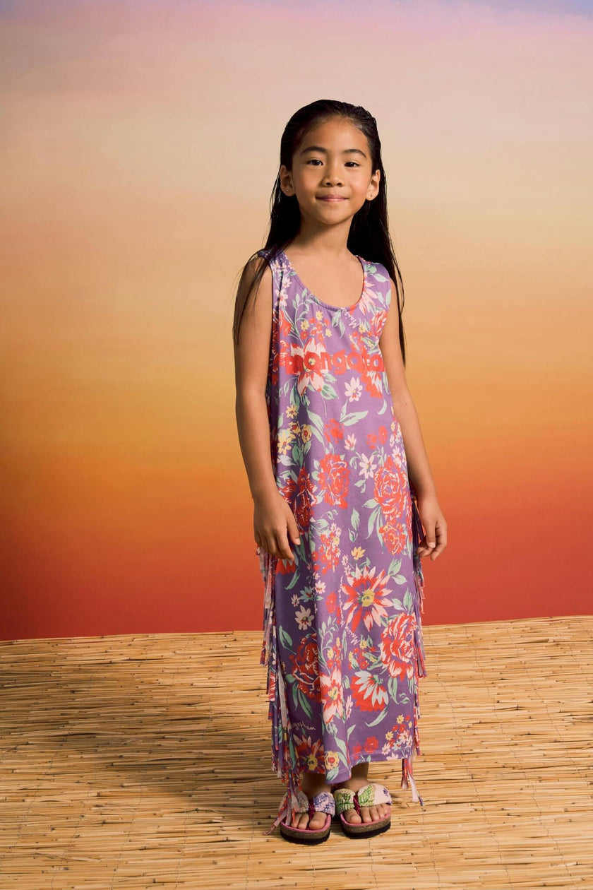 BEVERLY FRINGE DRESS DEEP PURPLE