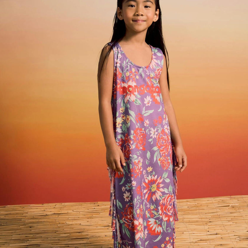 BEVERLY FRINGE DRESS DEEP PURPLE